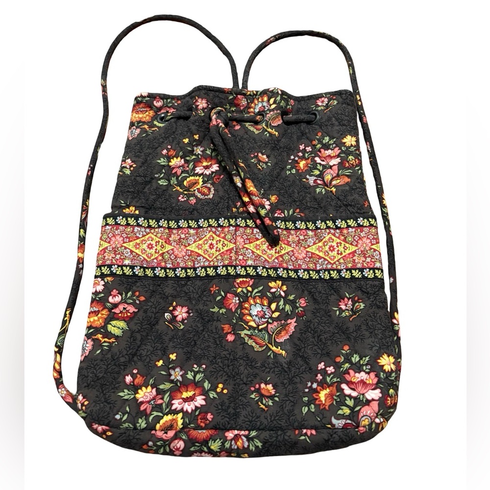 Vera Bradley Brown Floral Drawstring Backpack Bag